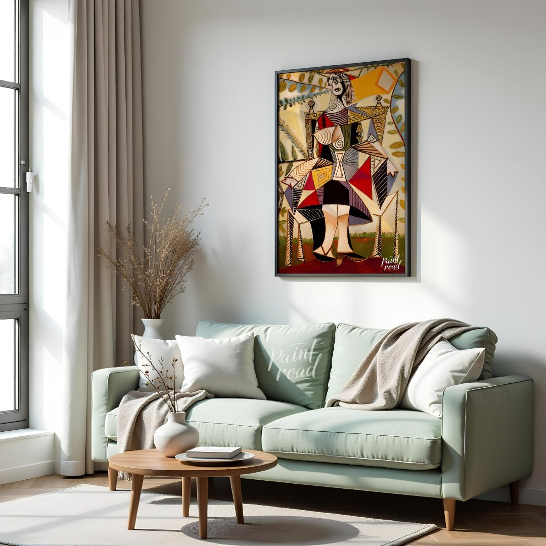 Seated Woman (in Garden) Painting available online at Paintroad showing 1930s abstract art and abstract portrait