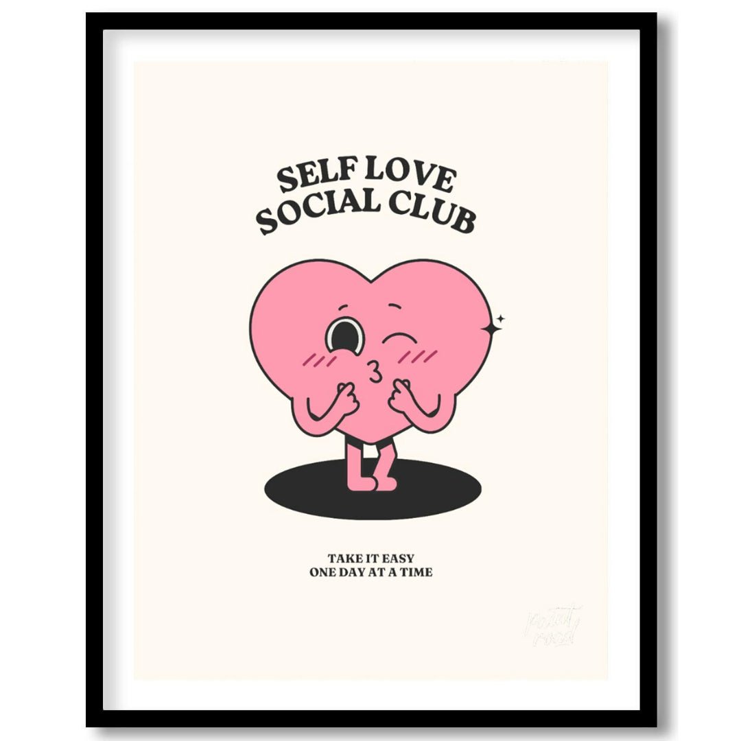 "Self Love Heart" features a charming, retro-inspired illustration of a pink heart with a playful f… for sweet home