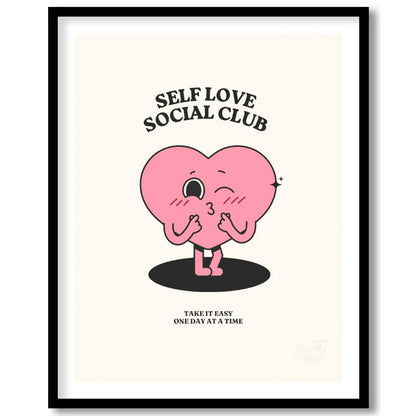 "Self Love Heart" features a charming, retro-inspired illustration of a pink heart with a playful f… for sweet home