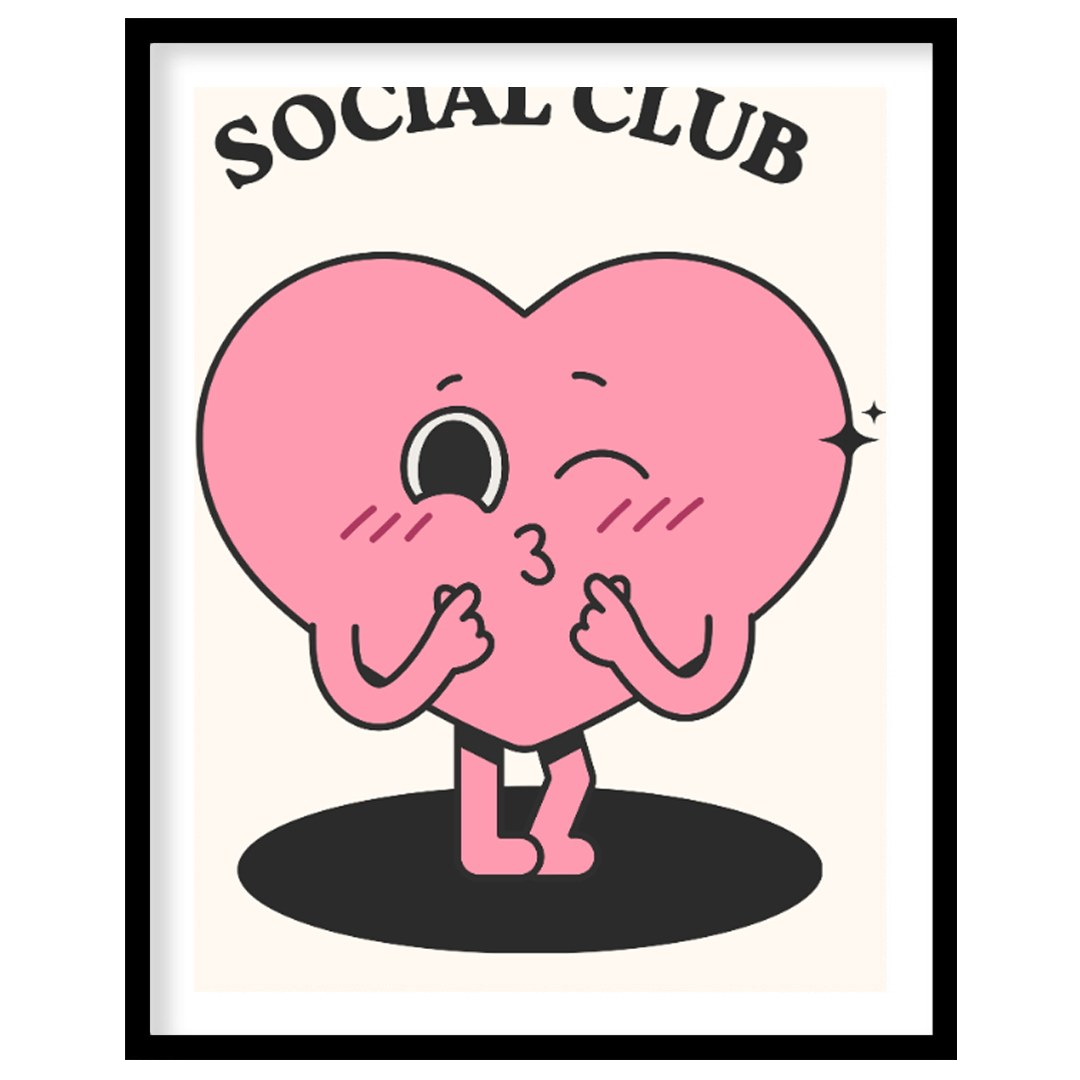 "Self Love Heart" features a charming, retro-inspired illustration of a pink heart with a playful f… for sweet home