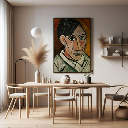 This stark and powerful “Self-Portrait” by Pablo Picasso, painted in 1907, is a pivotal work that m… for dining room