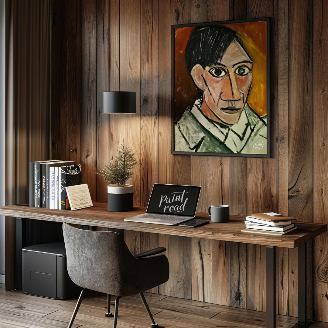 This stark and powerful “Self-Portrait” by Pablo Picasso, painted in 1907, is a pivotal work that m… for office