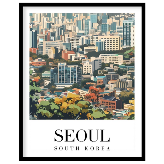 Embrace the tranquility of the cityscape with 'Seoul Skyline Serenity.' This captivating artwork for decor