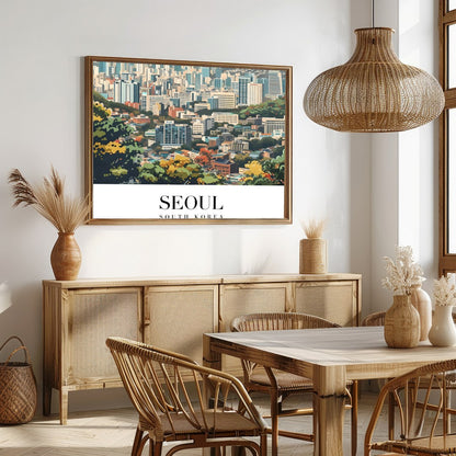 Embrace the tranquility of the cityscape with 'Seoul Skyline Serenity.' This captivating artwork for Dining