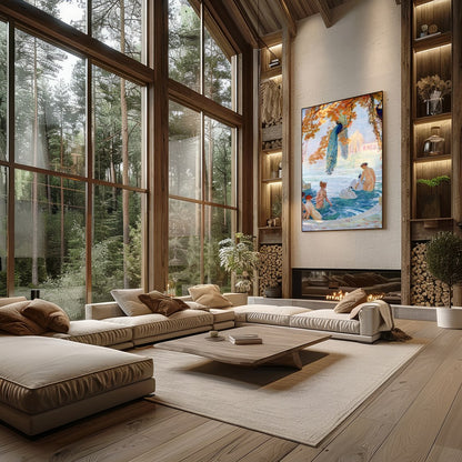Immerse yourself in the serene beauty of this exquisite artwork, capturing a moment of tranquility for Living Room