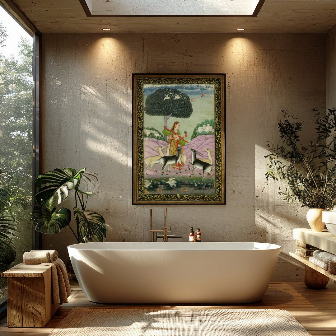 Immerse yourself in the timeless beauty of this exquisite piece, showcasing a serene scene of for Bathroom