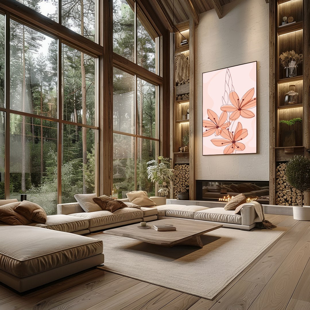 Infuse your space with the gentle allure of 'Serenade of Peach Blossoms.' This enchanting piece for Living Room