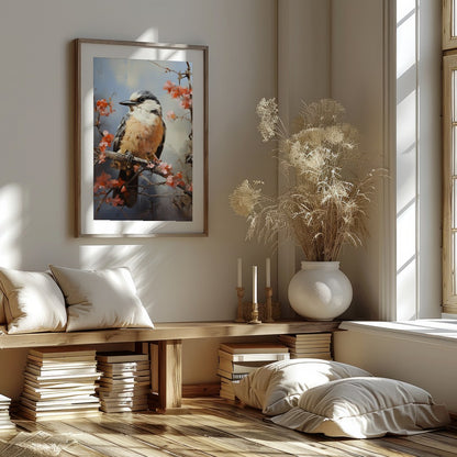 Enchant your space with 'Serenade of the Spring Bird,' a captivating artwork capturing a bird for area