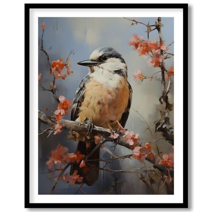 Enchant your space with 'Serenade of the Spring Bird,' a captivating artwork capturing a bird for house