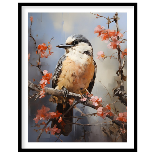Enchant your space with 'Serenade of the Spring Bird,' a captivating artwork capturing a bird for house