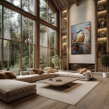 Enchant your space with 'Serenade of the Spring Bird,' a captivating artwork capturing a bird for Living Room