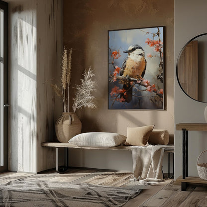 Enchant your space with 'Serenade of the Spring Bird,' a captivating artwork capturing a bird for lovely-house