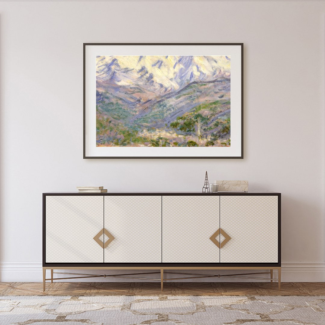Capture the serene majesty of mountain ranges with this timeless landscape artwork. The piece for Foyer