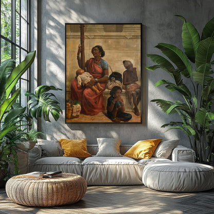 This captivating artwork captures a vivid street scene, blending rich cultural heritage with for Balcony