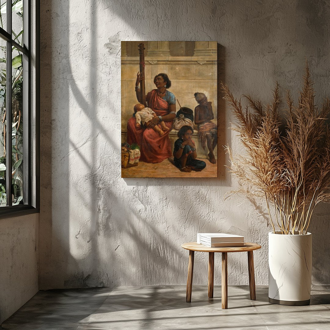 This captivating artwork captures a vivid street scene, blending rich cultural heritage with for Entrance