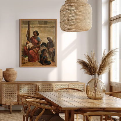 This captivating artwork captures a vivid street scene, blending rich cultural heritage with for Extra Kitchen
