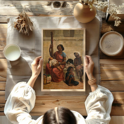 This captivating artwork captures a vivid street scene, blending rich cultural heritage with for Kitchen
