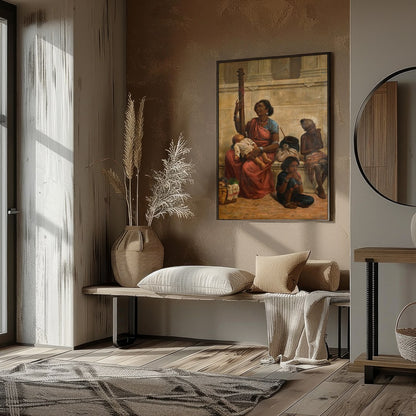 This captivating artwork captures a vivid street scene, blending rich cultural heritage with for lovely-house