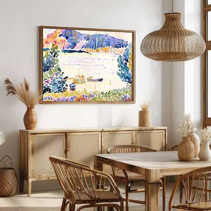 Immerse yourself in the sweeping brushstrokes and vibrant palette of this stunning watercolor for Dining