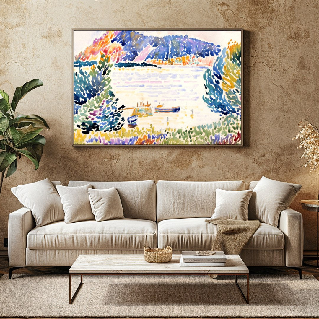 Immerse yourself in the sweeping brushstrokes and vibrant palette of this stunning watercolor for Family Room
