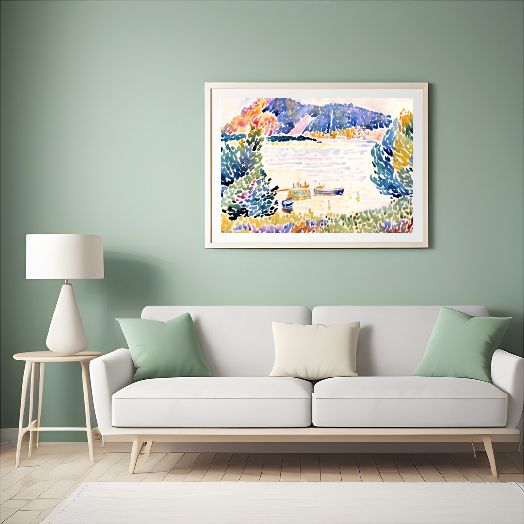 Immerse yourself in the sweeping brushstrokes and vibrant palette of this stunning watercolor for Hall