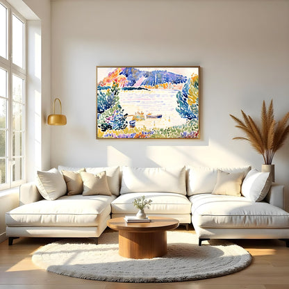 Immerse yourself in the sweeping brushstrokes and vibrant palette of this stunning watercolor for Living Room