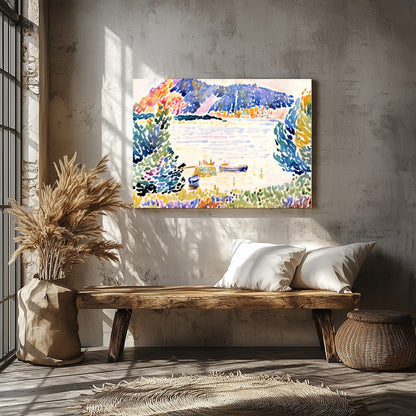 Immerse yourself in the sweeping brushstrokes and vibrant palette of this stunning watercolor for Veranda