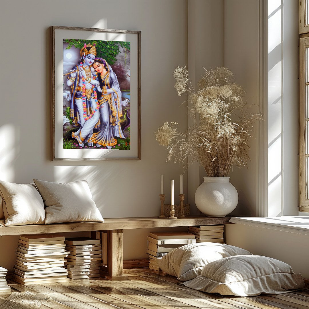 Immerse yourself in the tranquility of this artwork, capturing the essence of divine love under the for place