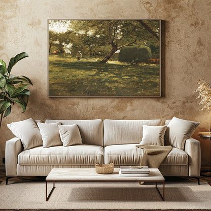 This captivating artwork captures a peaceful afternoon in the countryside, where light filters for Family Room