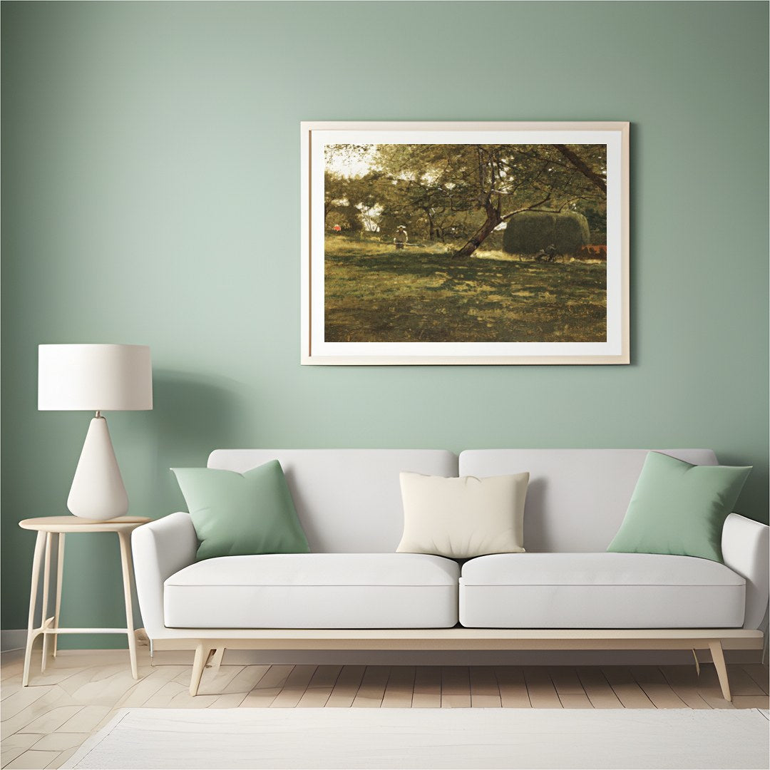 This captivating artwork captures a peaceful afternoon in the countryside, where light filters for Hall