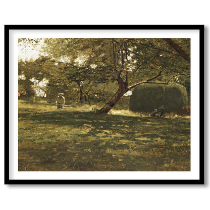 This captivating artwork captures a peaceful afternoon in the countryside, where light filters for lovely-house