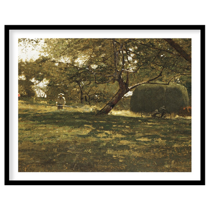 This captivating artwork captures a peaceful afternoon in the countryside, where light filters for lovely-house