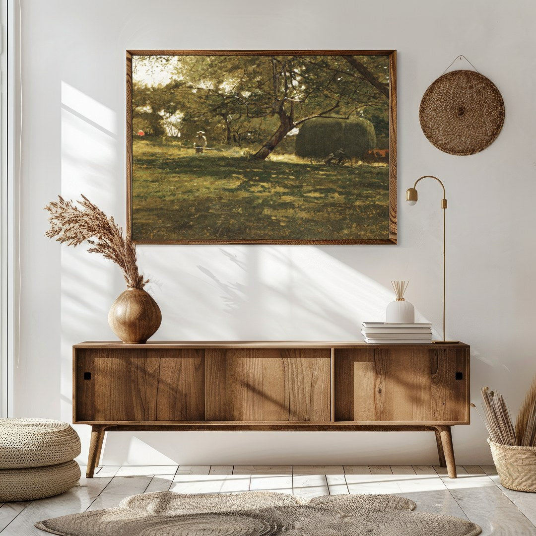 This captivating artwork captures a peaceful afternoon in the countryside, where light filters for Sitting Area