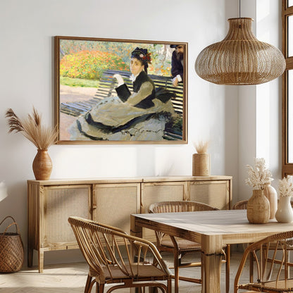 Immerse yourself in the tranquility of a serene garden scene, where delicate brushstrokes capture a for Dining