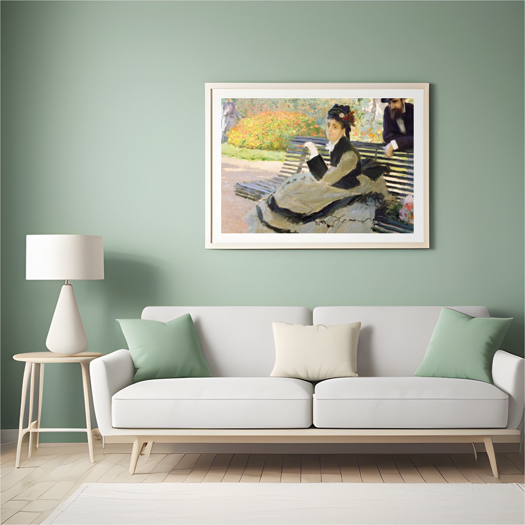 Immerse yourself in the tranquility of a serene garden scene, where delicate brushstrokes capture a for Hall