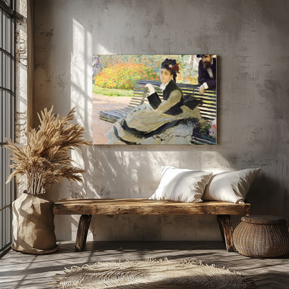 Immerse yourself in the tranquility of a serene garden scene, where delicate brushstrokes capture a for Veranda