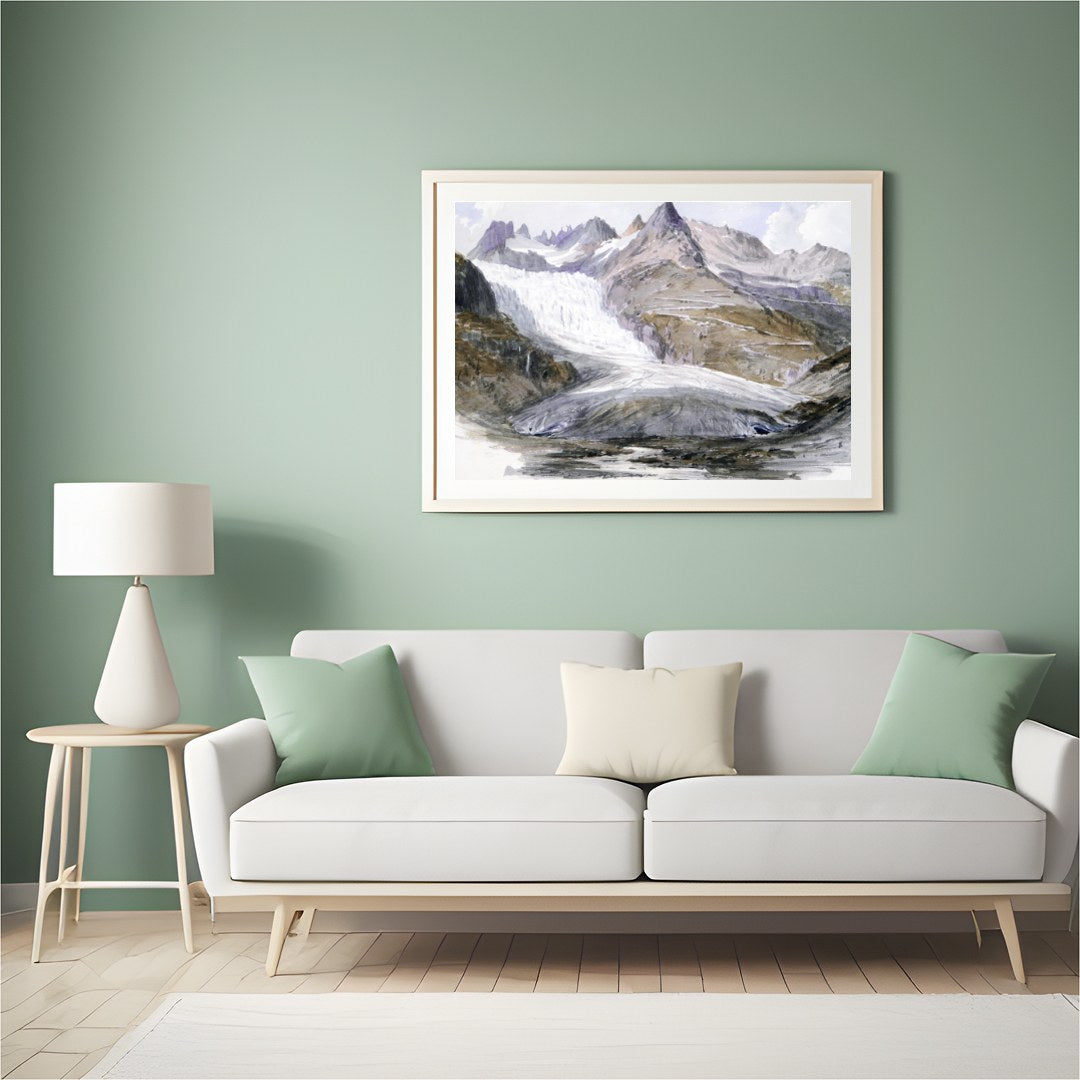 Capture the tranquility of the majestic mountains with this breathtaking watercolor painting. The for Hall