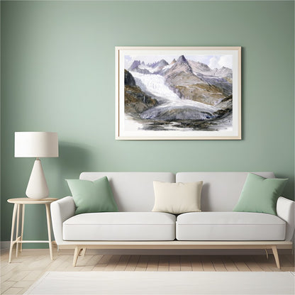 Capture the tranquility of the majestic mountains with this breathtaking watercolor painting. The for Hall