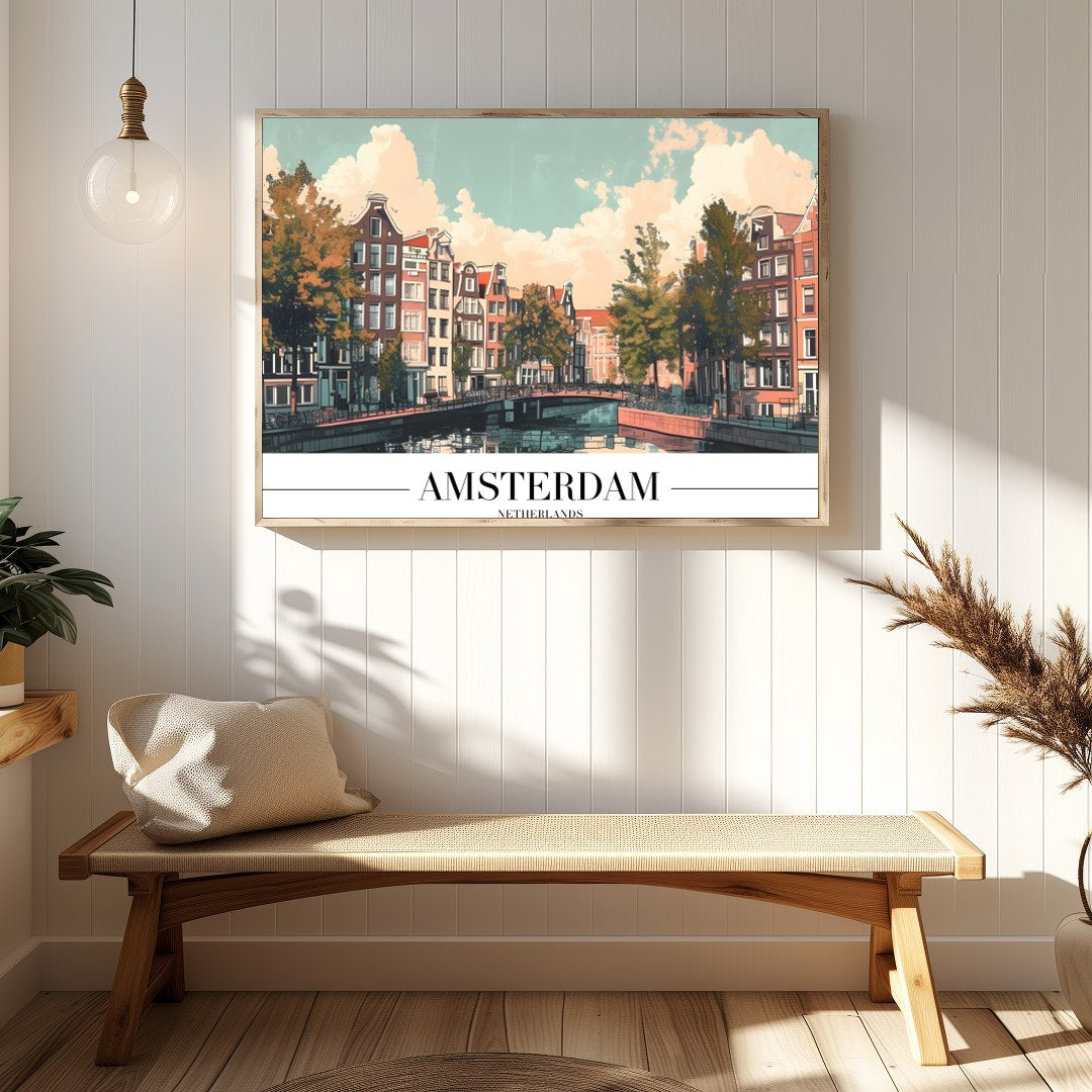 Capture the essence of Amsterdam with this stunning depiction of its iconic canals and historic for Hallway