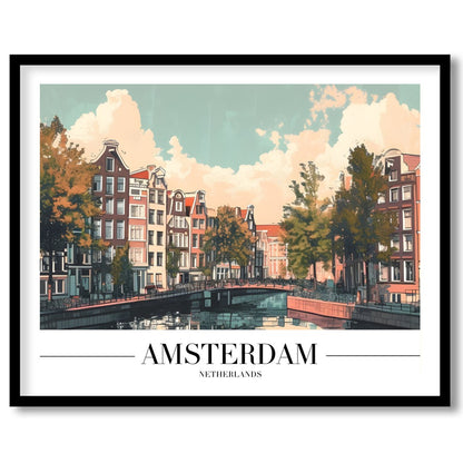 Capture the essence of Amsterdam with this stunning depiction of its iconic canals and historic for residence