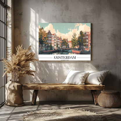 Capture the essence of Amsterdam with this stunning depiction of its iconic canals and historic for Veranda