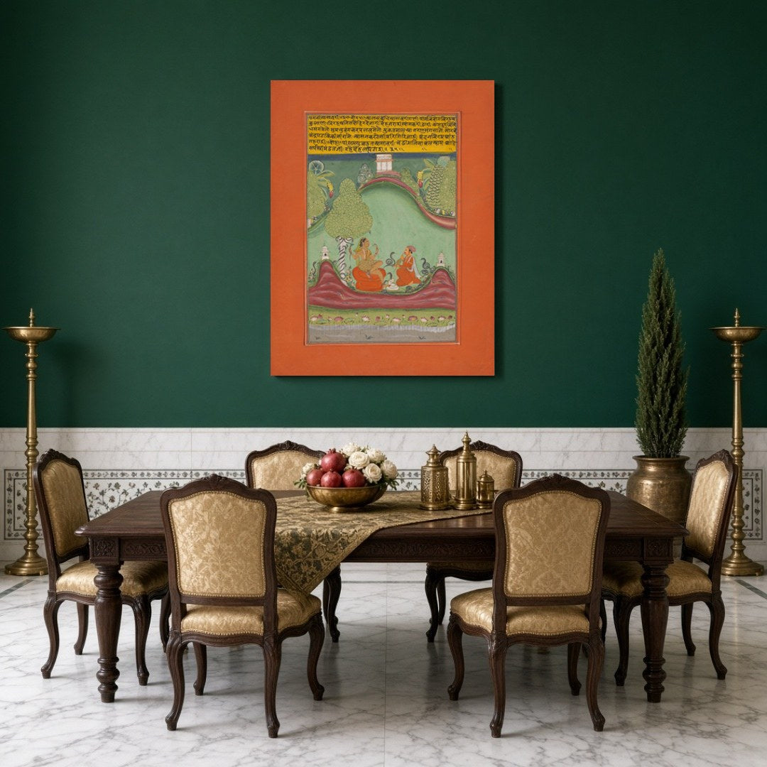 Immerse yourself in the captivating charm of this Ragamala painting, depicting Asavari Ragini amid for Dining