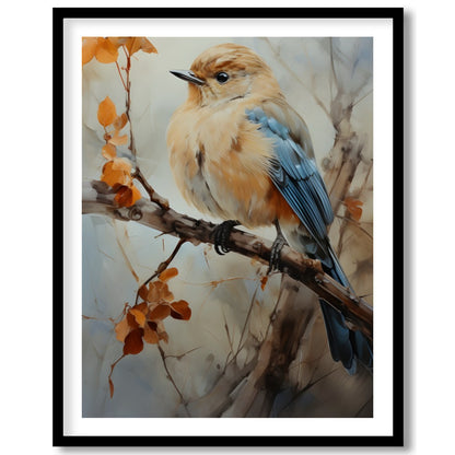 Capture the essence of nature with this exquisite artwork featuring a delicate bird perched amid for haven