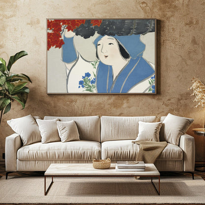 This enchanting artwork captures the gentle grace of a figure amidst an autumn backdrop. The for Family Room