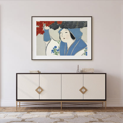 This enchanting artwork captures the gentle grace of a figure amidst an autumn backdrop. The for Foyer