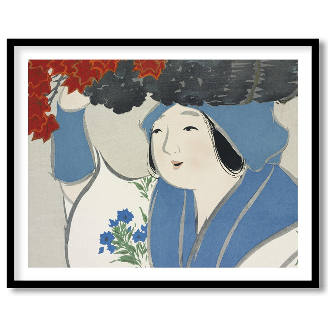 This enchanting artwork captures the gentle grace of a figure amidst an autumn backdrop. The for sanctuary