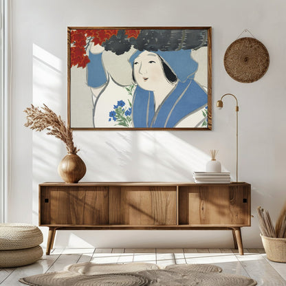 This enchanting artwork captures the gentle grace of a figure amidst an autumn backdrop. The for Sitting Area