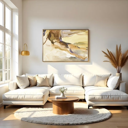 This evocative watercolor captures the tranquil essence of a solitary figure in quiet reflection by for Living Room