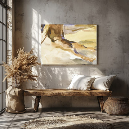 This evocative watercolor captures the tranquil essence of a solitary figure in quiet reflection by for Veranda