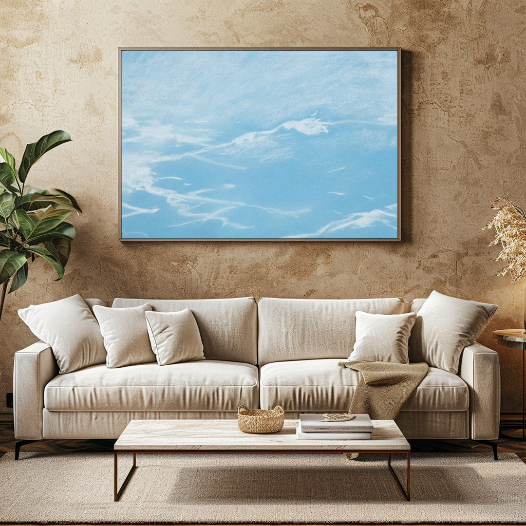Immerse yourself in tranquility with this stunning depiction of serene blue skies. The ethereal for Family Room